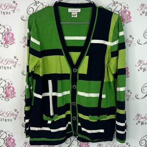 Allison Daley cardigan stripes pockets striped Vibrant Green Knitwear
